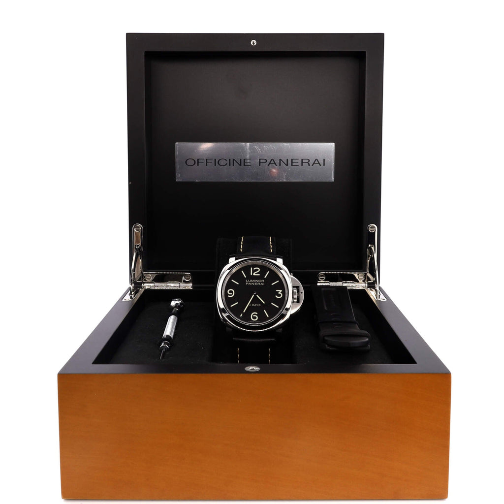 Luminor Base 8 Days Acciaio Manual Watch Stainless Steel with Leather and Rubber 44