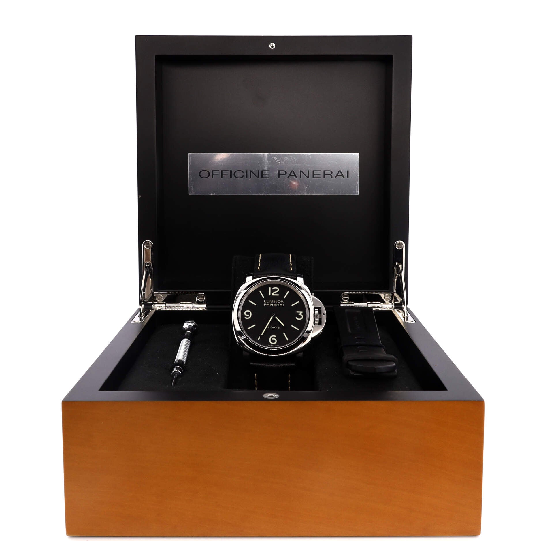 Luminor Base 8 Days Acciaio Manual Watch Stainless Steel with Leather and Rubber 44