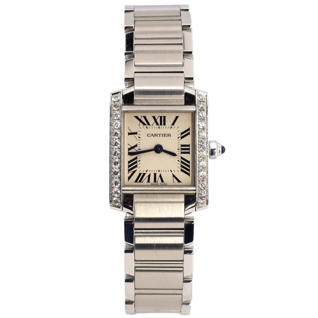 Tank Francaise Quartz Watch Stainless Steel with Diamond Bezel 20