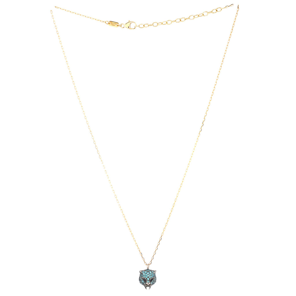 Le Marche Des Merveilles Pendant Necklace 18K Yellow Gold and Sterling Silver with Blue Topaz, Black Spinel and Pearl