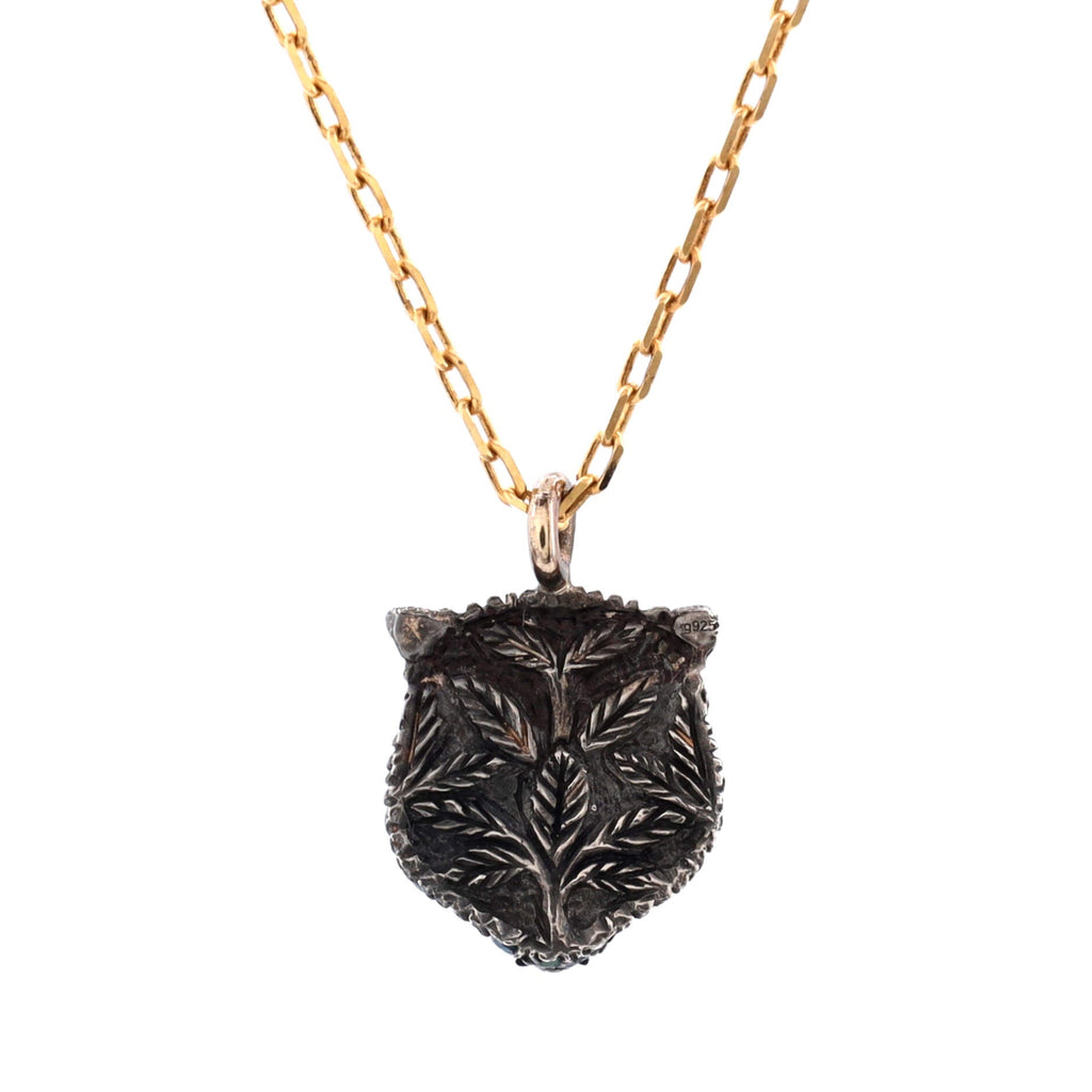 Le Marche Des Merveilles Pendant Necklace 18K Yellow Gold and Sterling Silver with Blue Topaz, Black Spinel and Pearl