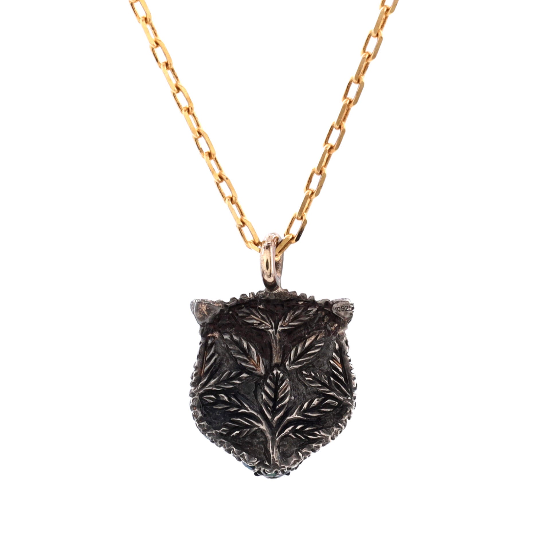 Le Marche Des Merveilles Pendant Necklace 18K Yellow Gold and Sterling Silver with Blue Topaz, Black Spinel and Pearl