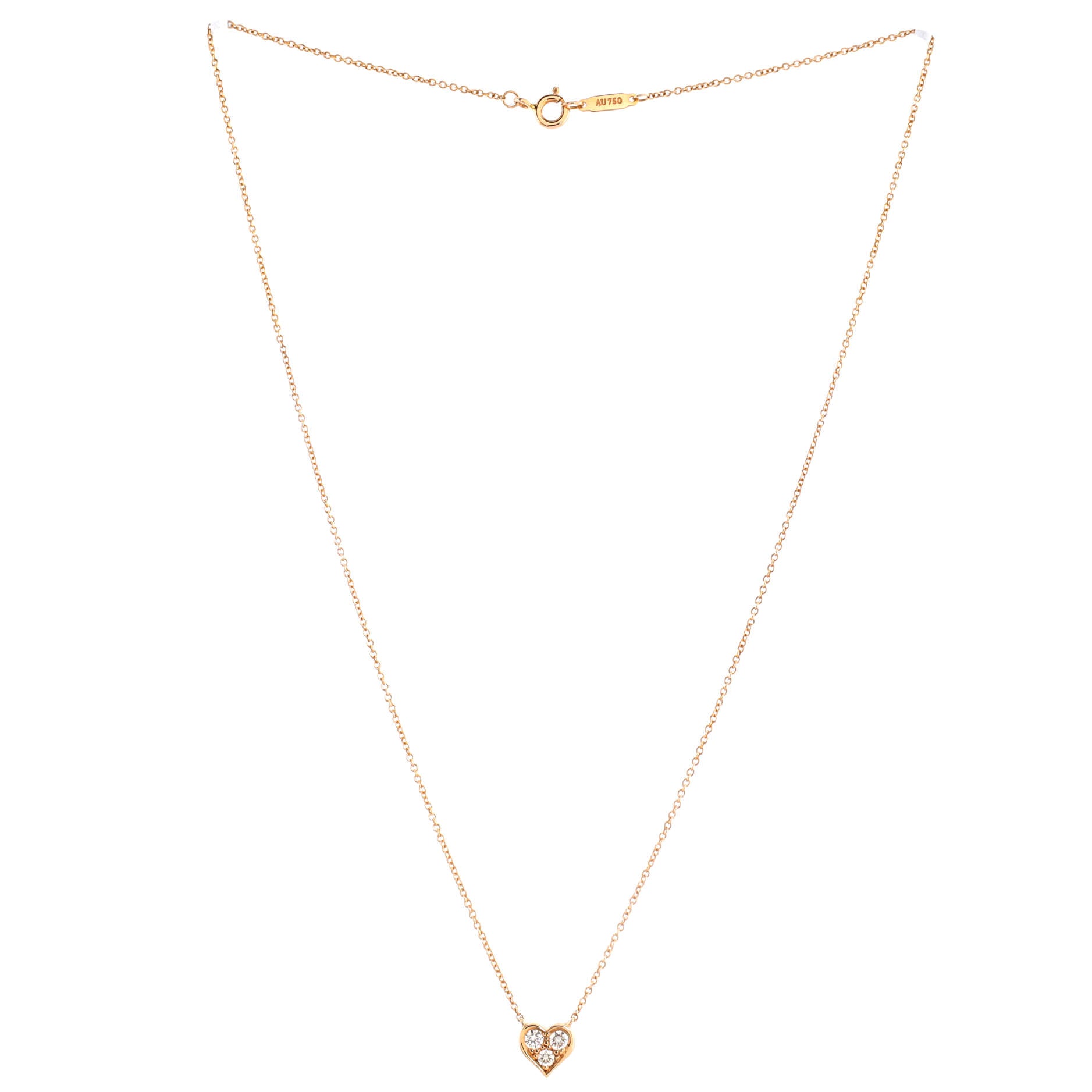 Sentimental Heart 3 Diamond Pendant Necklace 18K Yellow Gold with Diamonds