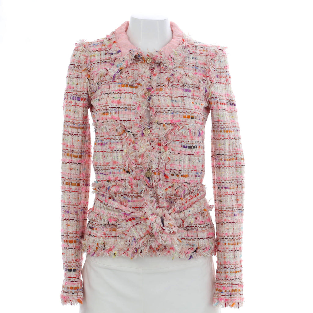 Women's Fringe Button Up Jacket Tweed