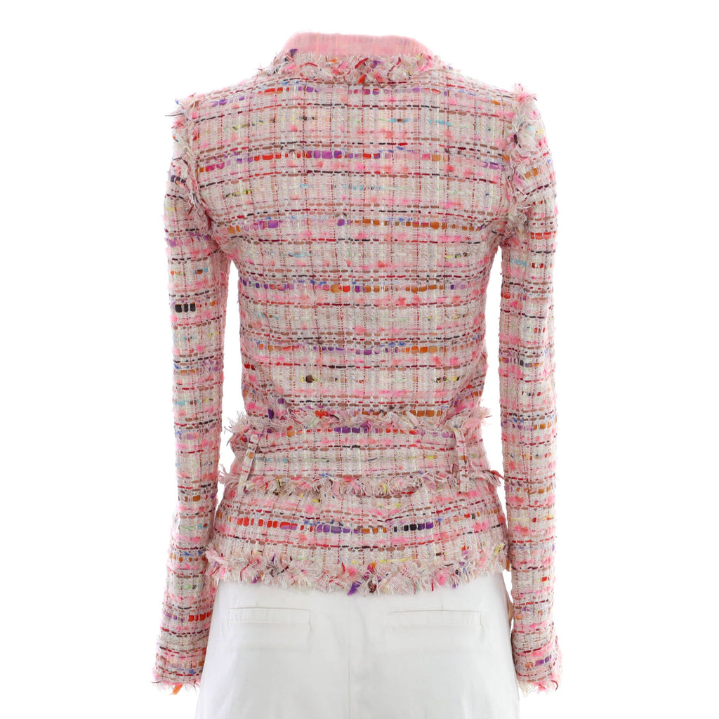 Women's Fringe Button Up Jacket Tweed