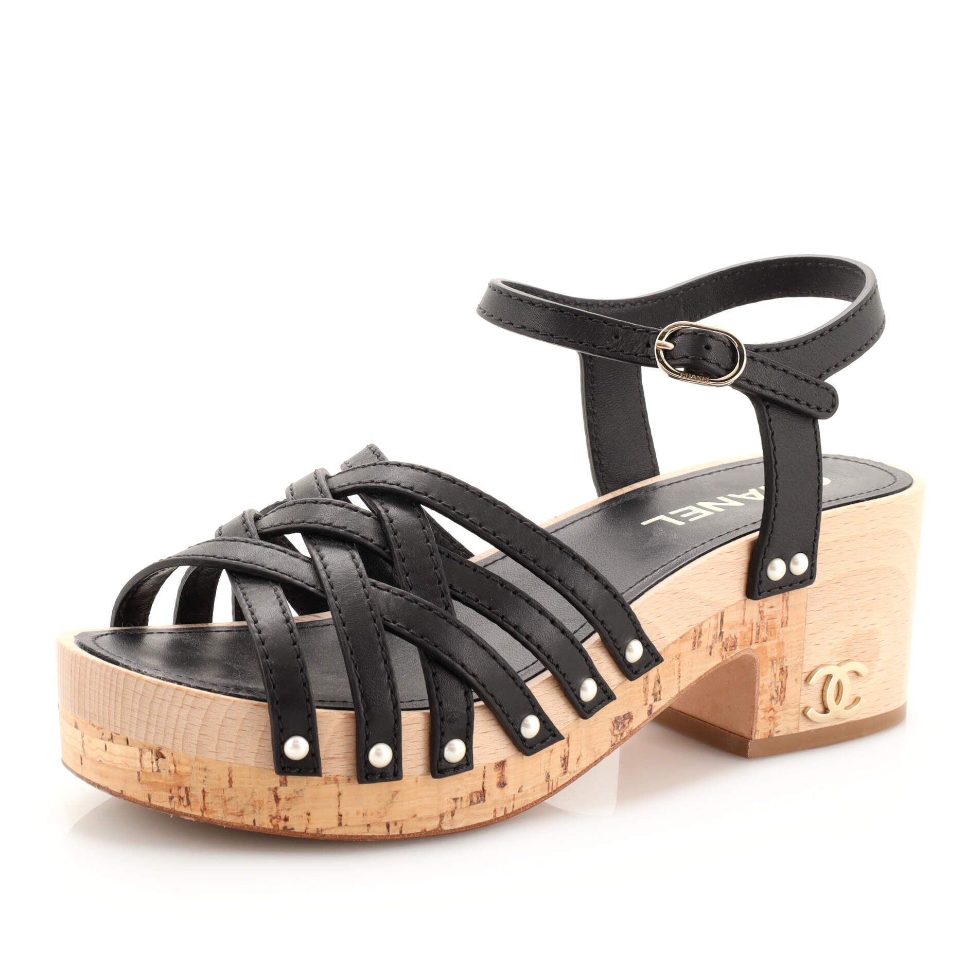Women's Strappy Sandals Leather and Cork