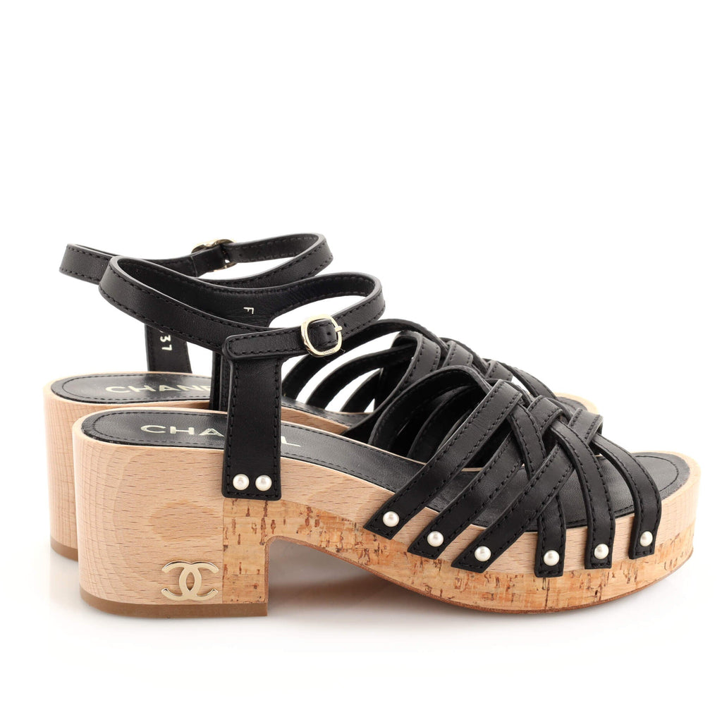 Women's Strappy Sandals Leather and Cork