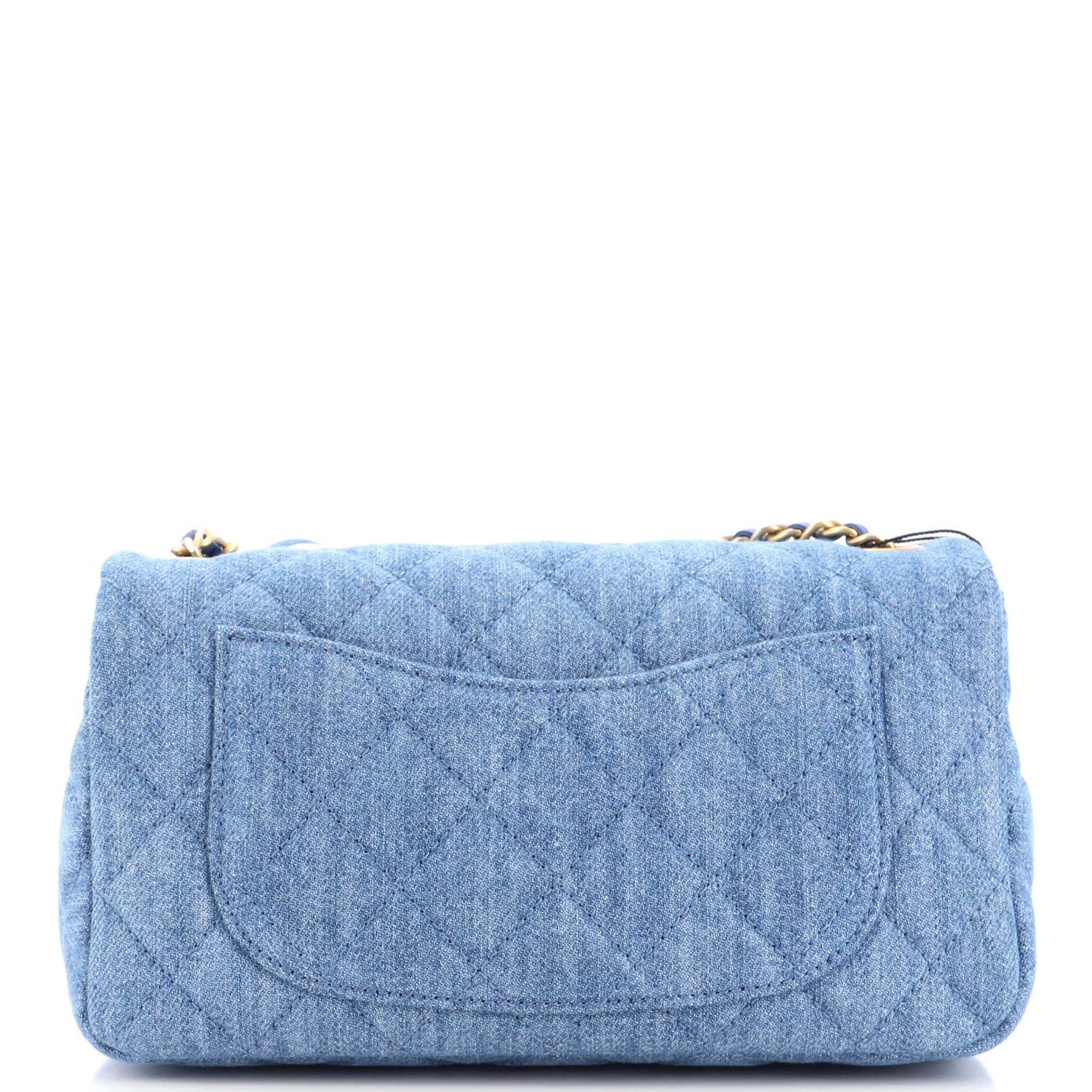 Pearl Crush Flap Bag Quilted Denim Mini