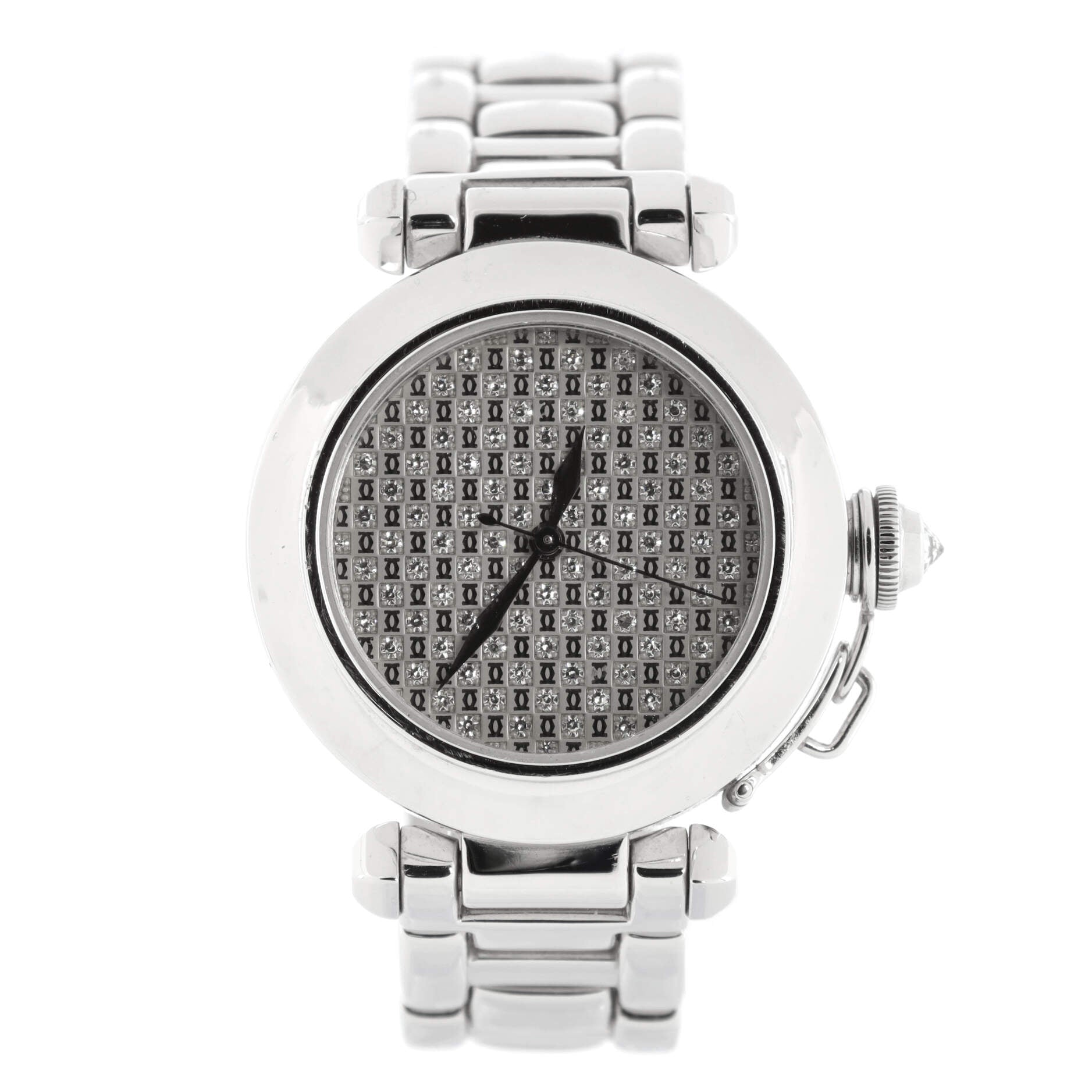 Pasha de Cartier Automatic Watch White Gold with Diamond Logo Dial 32