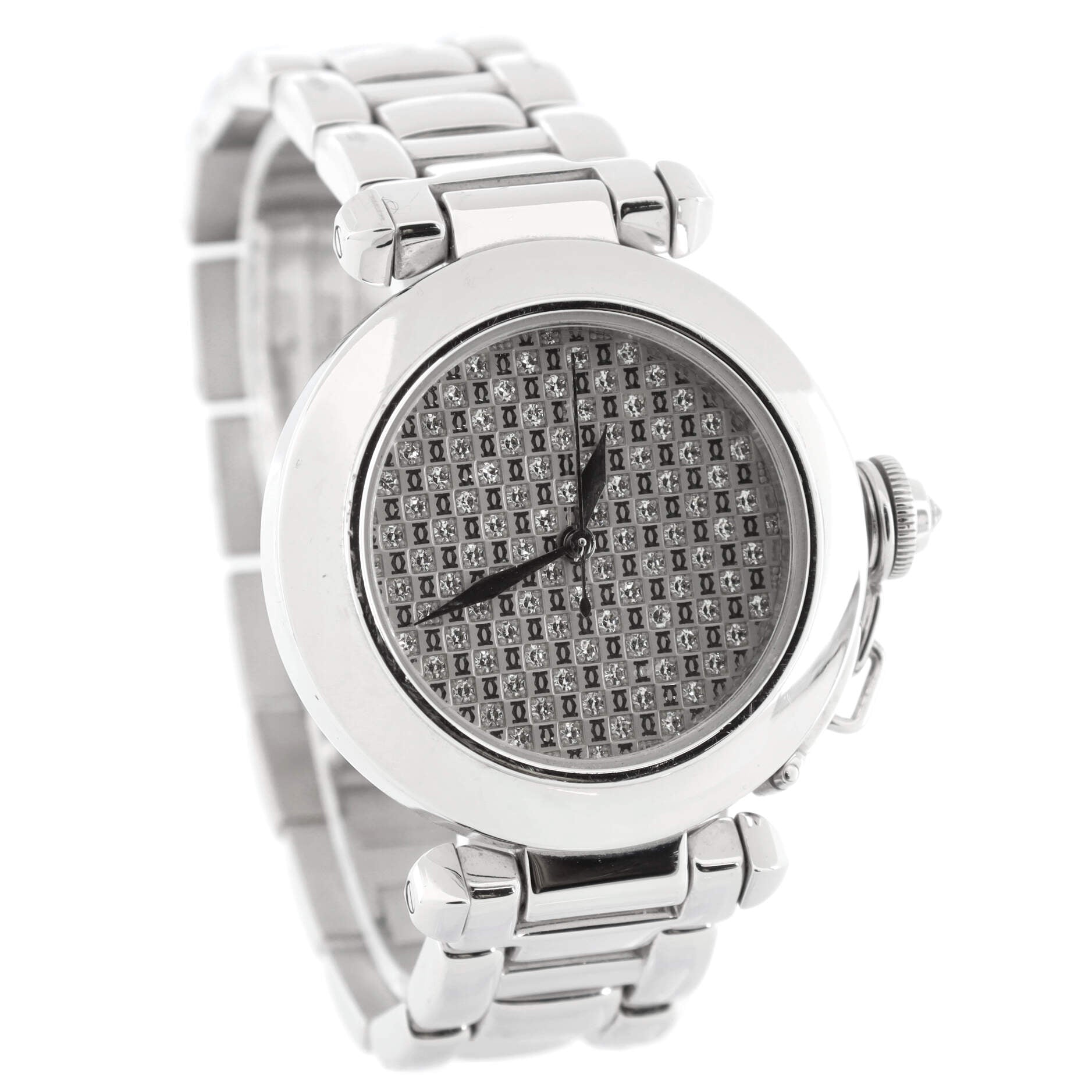 Pasha de Cartier Automatic Watch White Gold with Diamond Logo Dial 32