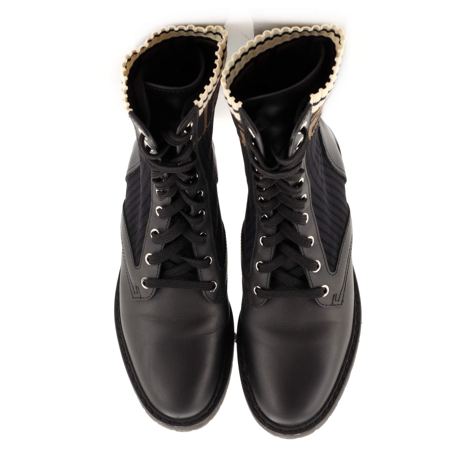 Women's Rockoko Combat Boots Leather with Knit Stretch Fabric and Zucca Trim