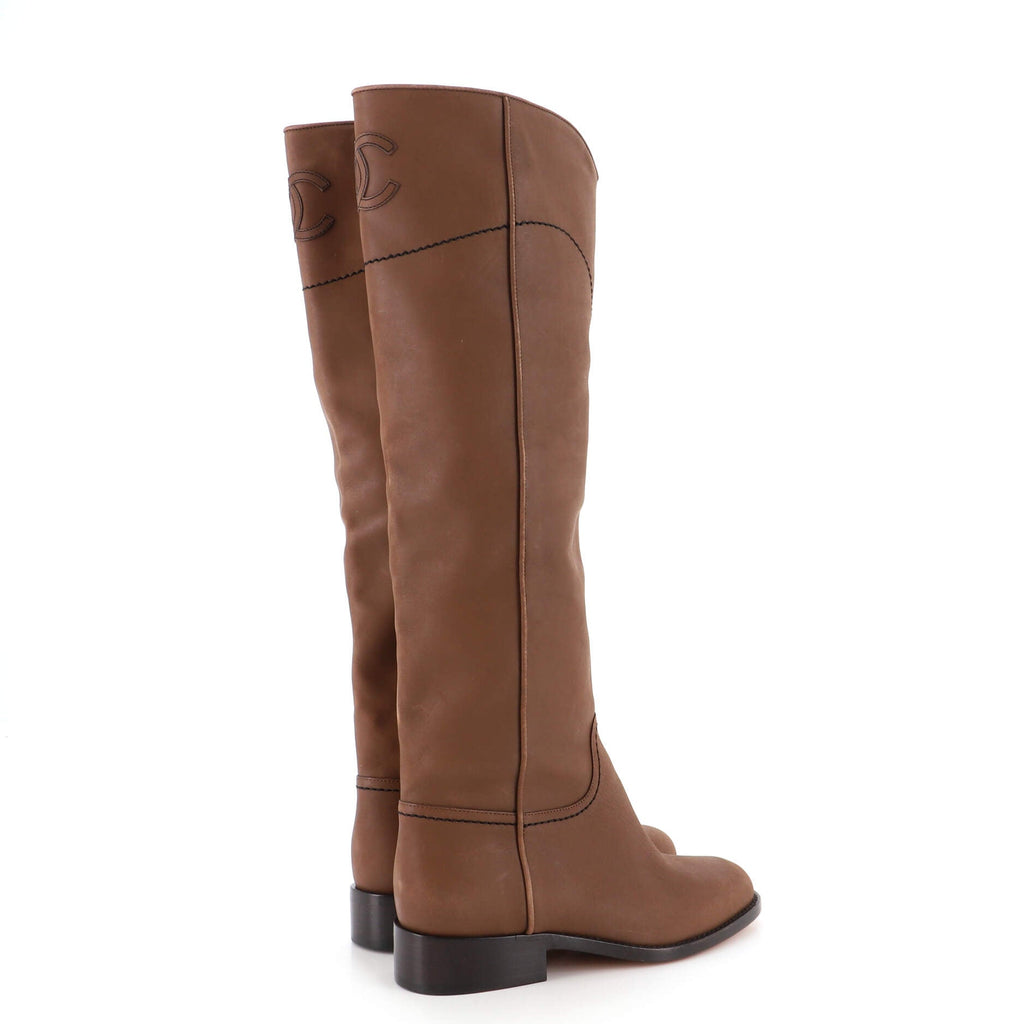 Women's CC Riding Knee High Boots Leather