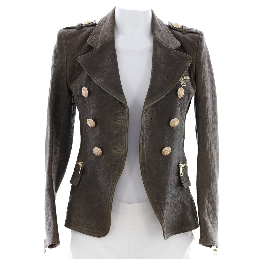 Women's Double Breasted Blazer Leather