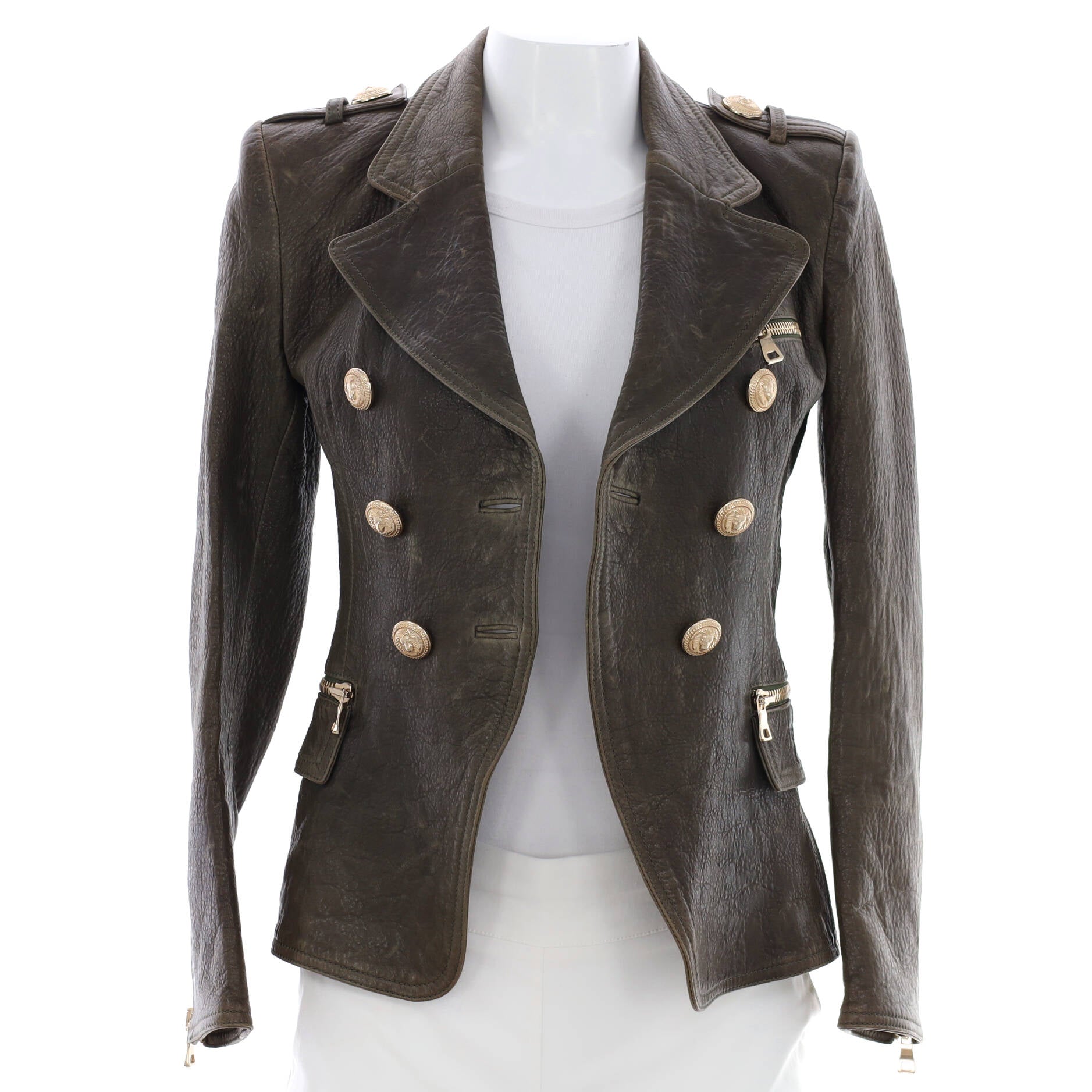Women's Double Breasted Blazer Leather