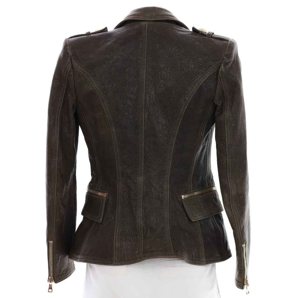 Women's Double Breasted Blazer Leather