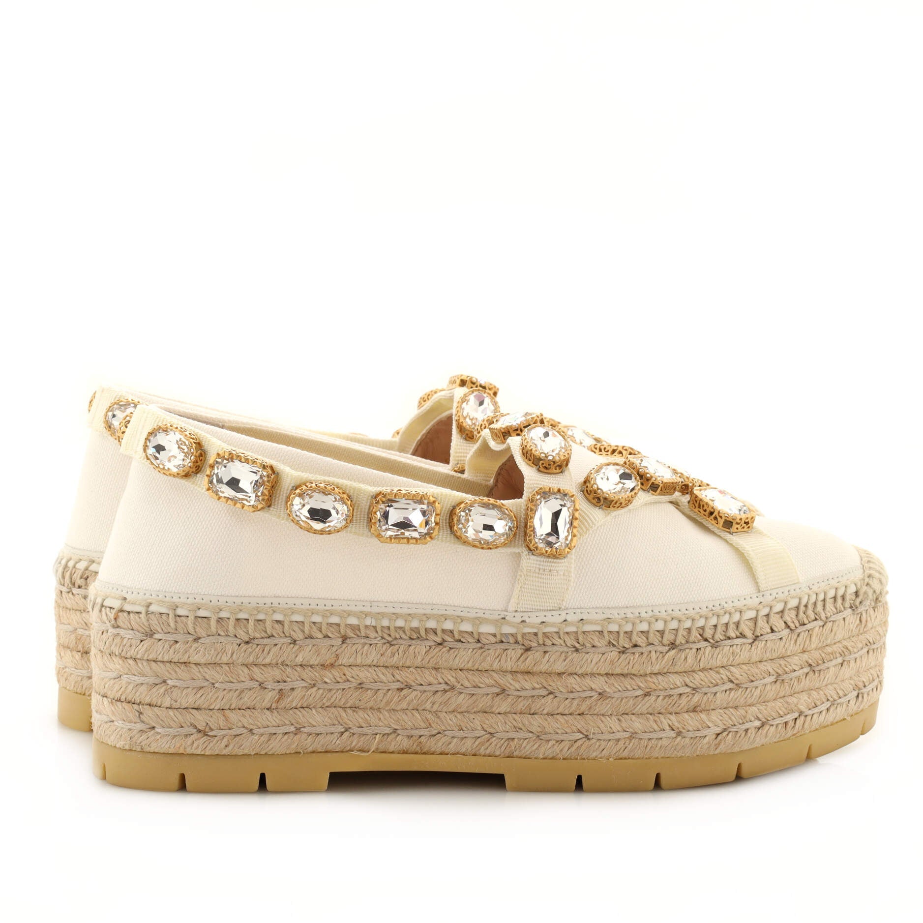Women's Platform Espadrilles Embellished Canvas