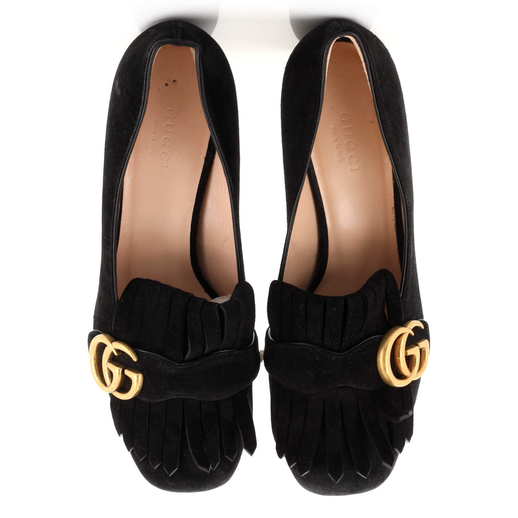 Women's GG Marmont Fringed Pumps Suede