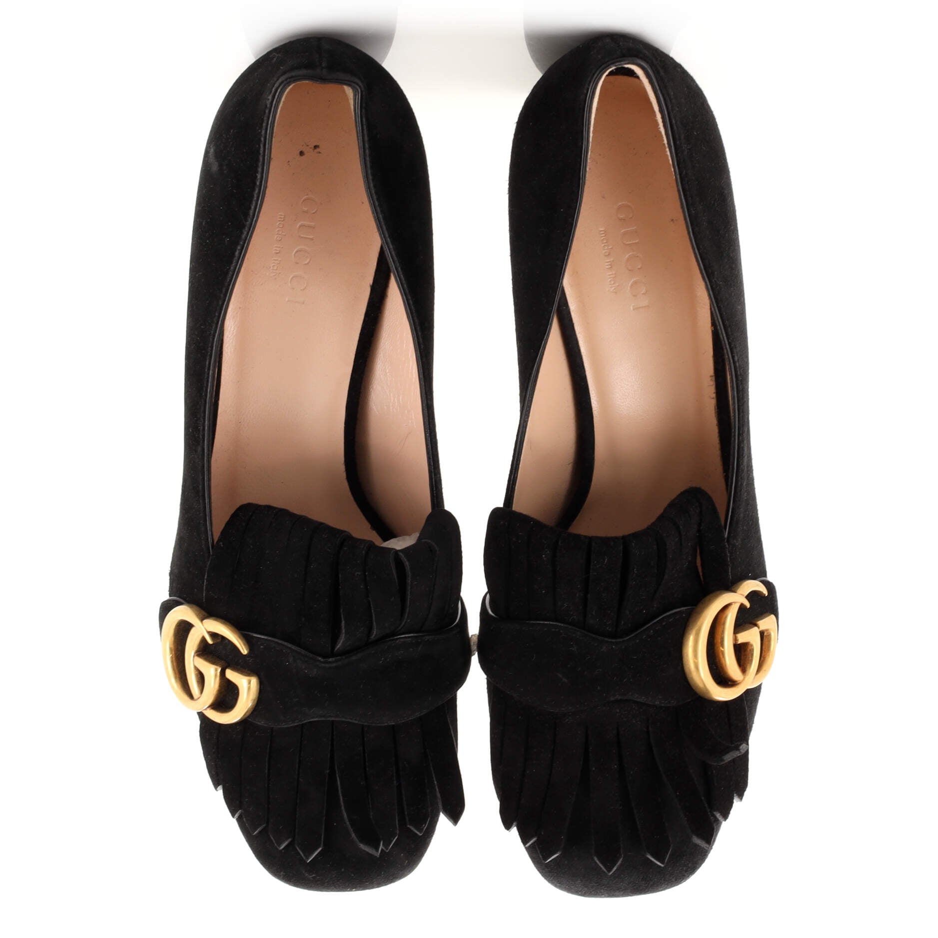 Women's GG Marmont Fringed Pumps Suede