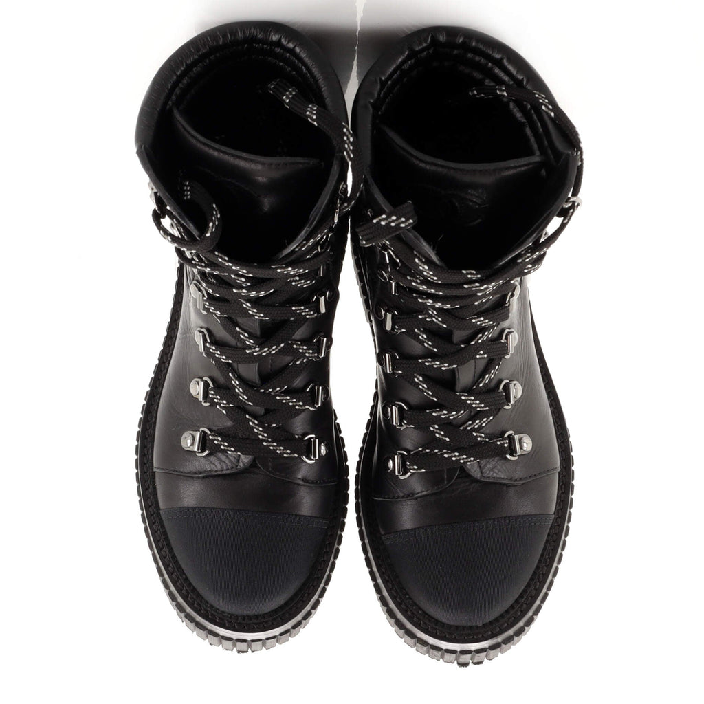 Women's Cap Toe Combat Boots Quilted Leather