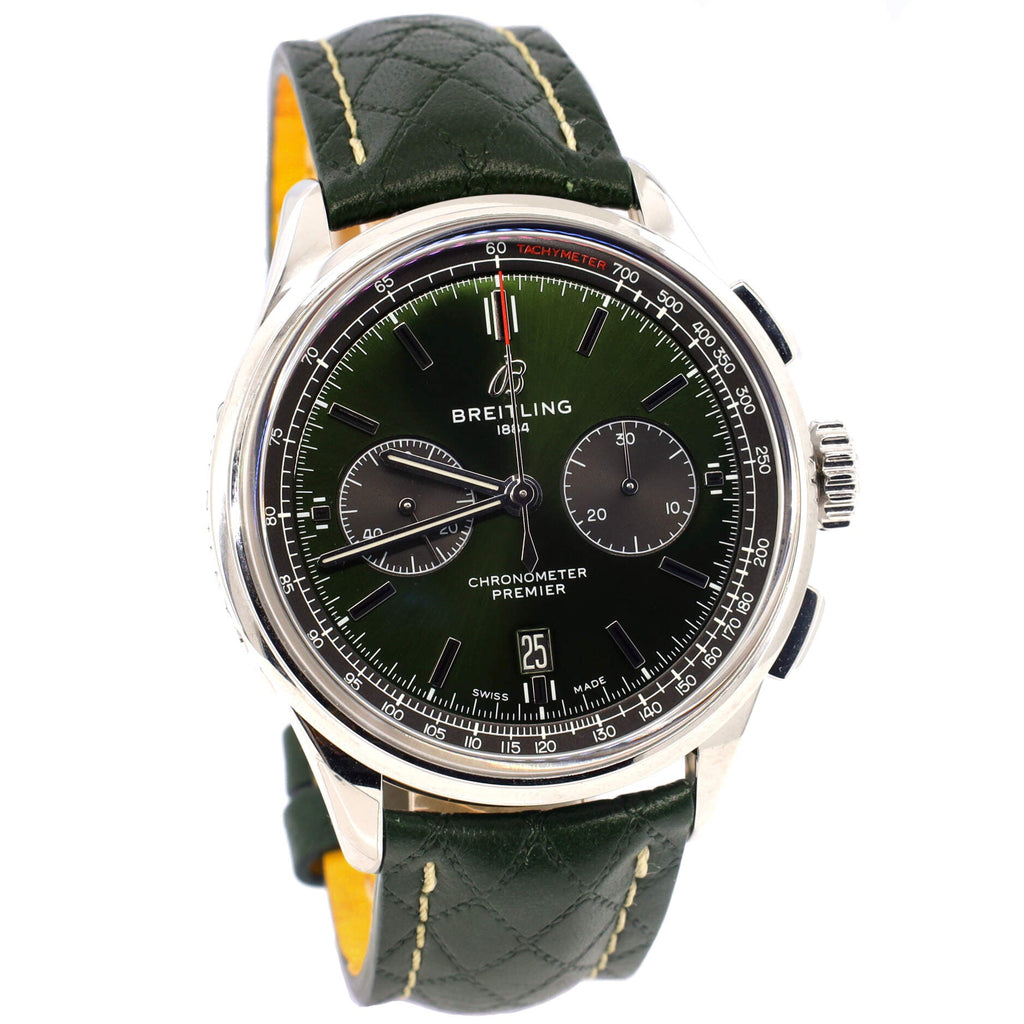 Premier B01 Chronograph Bentley British Racing Automatic Watch Stainless Steel and Leather 42