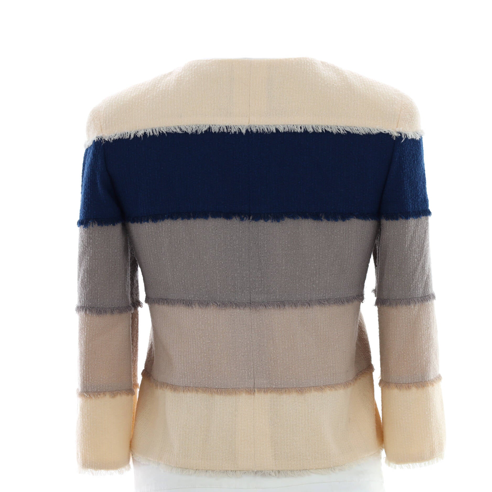 Women's Frayed Hem Button Up Jacket Tweed