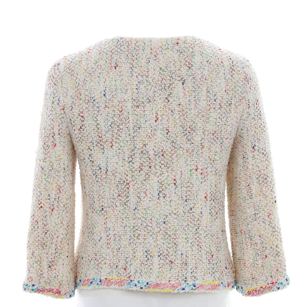 Women's Collarless Button Jacket Tweed