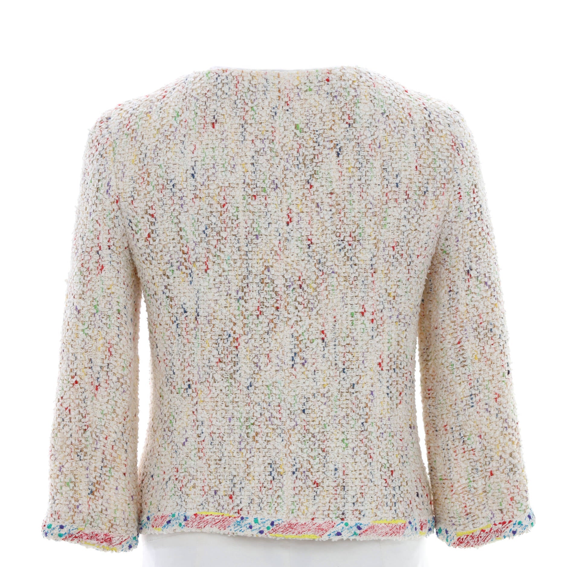 Women's Collarless Button Jacket Tweed