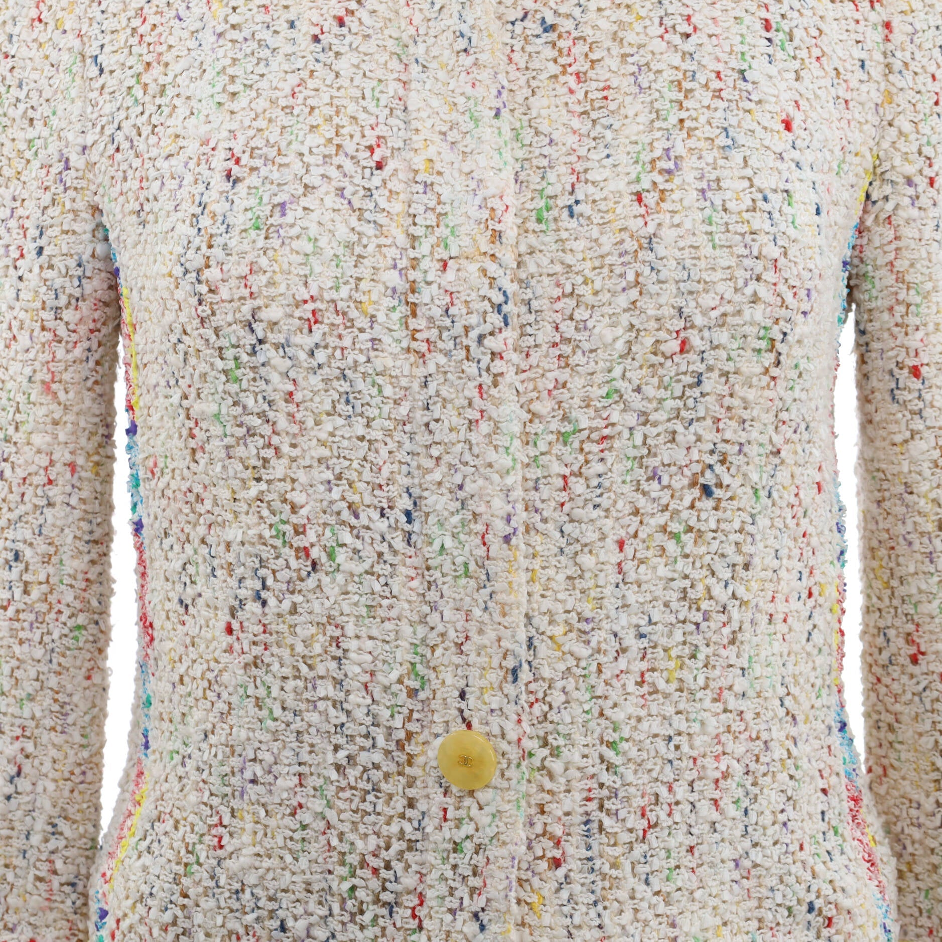 Women's Collarless Button Jacket Tweed
