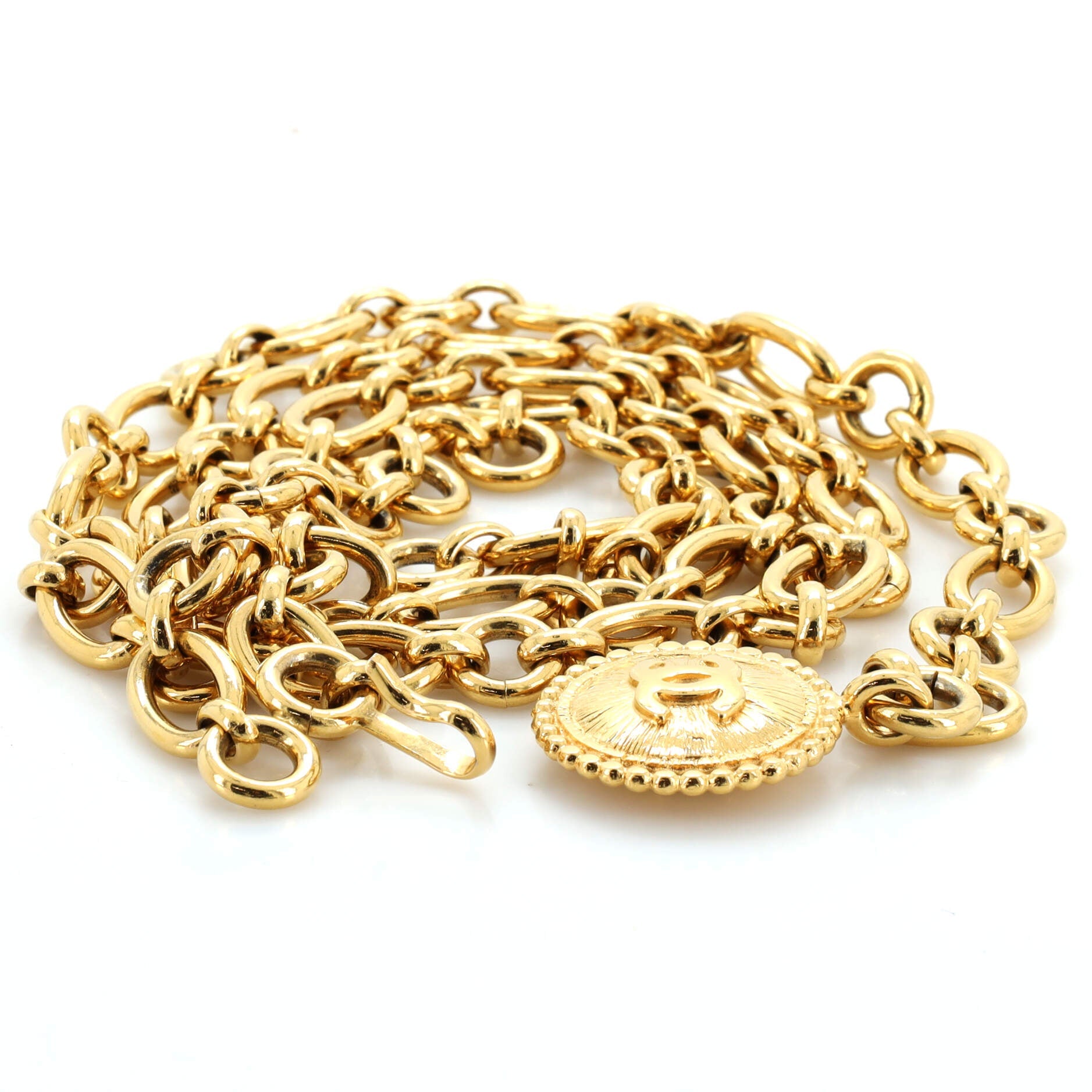 Vintage Medallion Chain Belt Metal 90