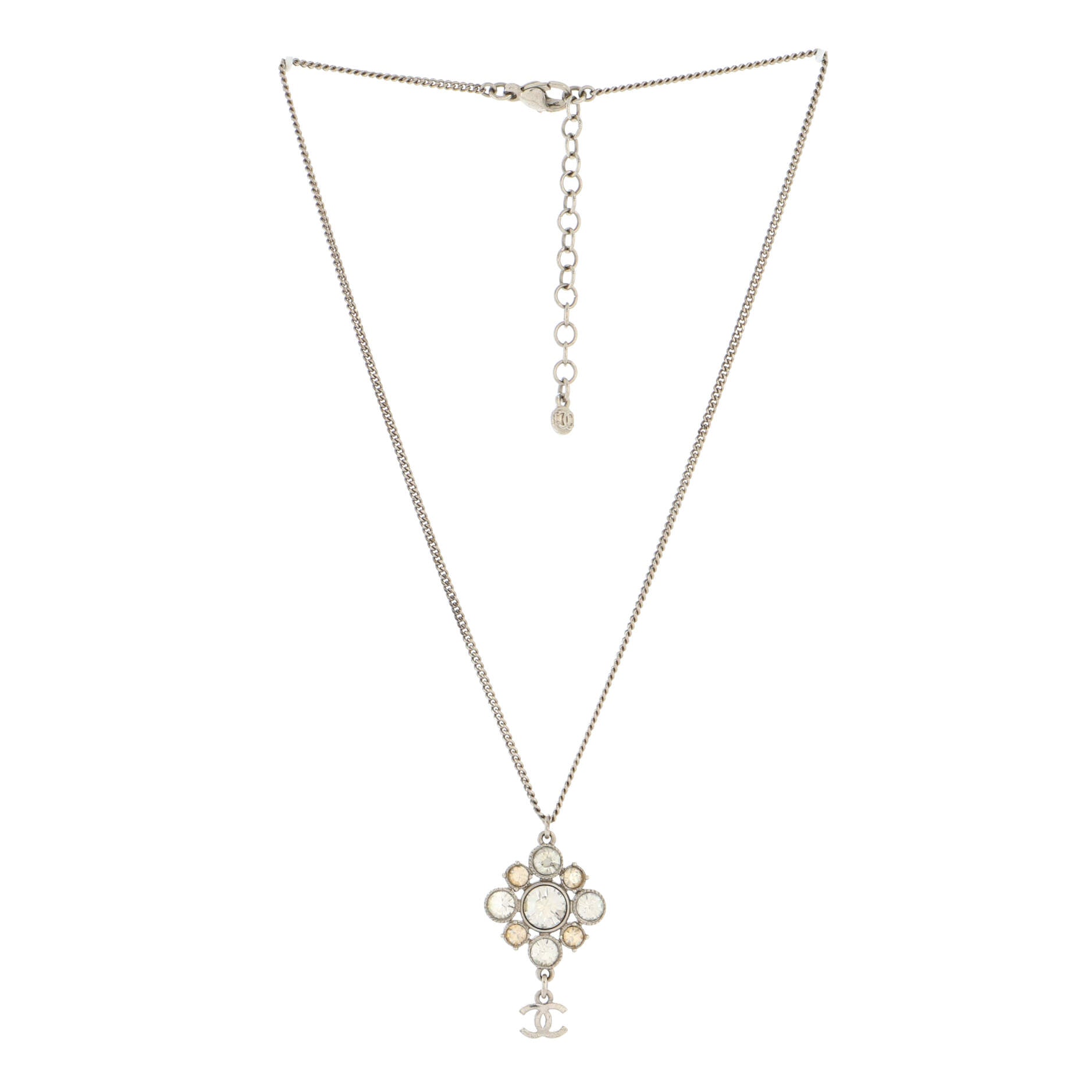 CC Cluster Drop Pendant Necklace Metal with Crystals