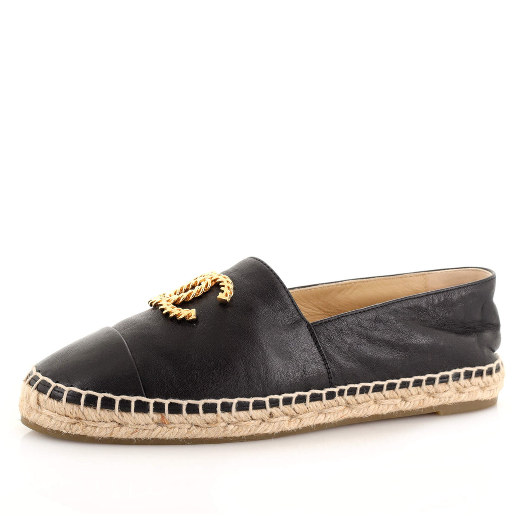 Women's CC Cap Toe Espadrilles Embellished Leather