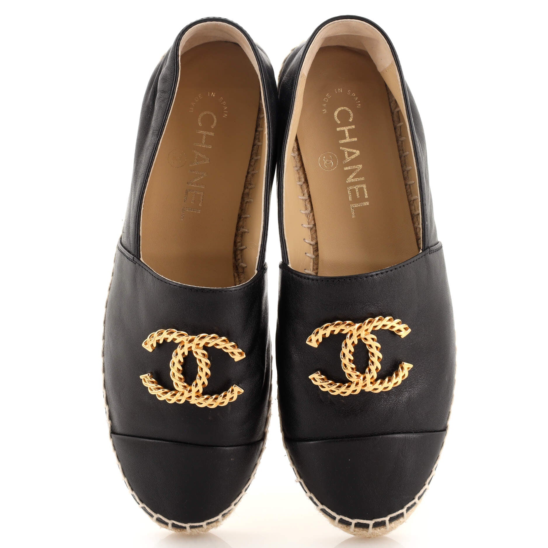 Women's CC Cap Toe Espadrilles Embellished Leather