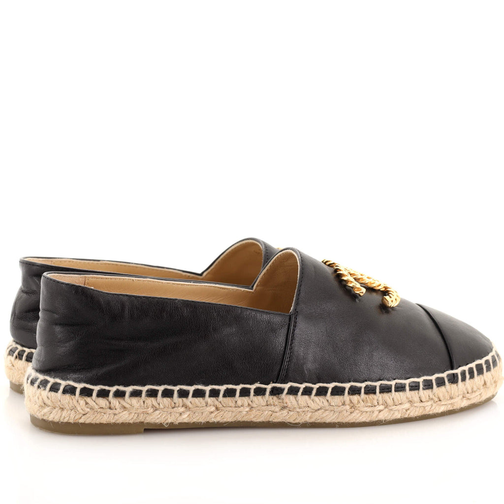 Women's CC Cap Toe Espadrilles Embellished Leather