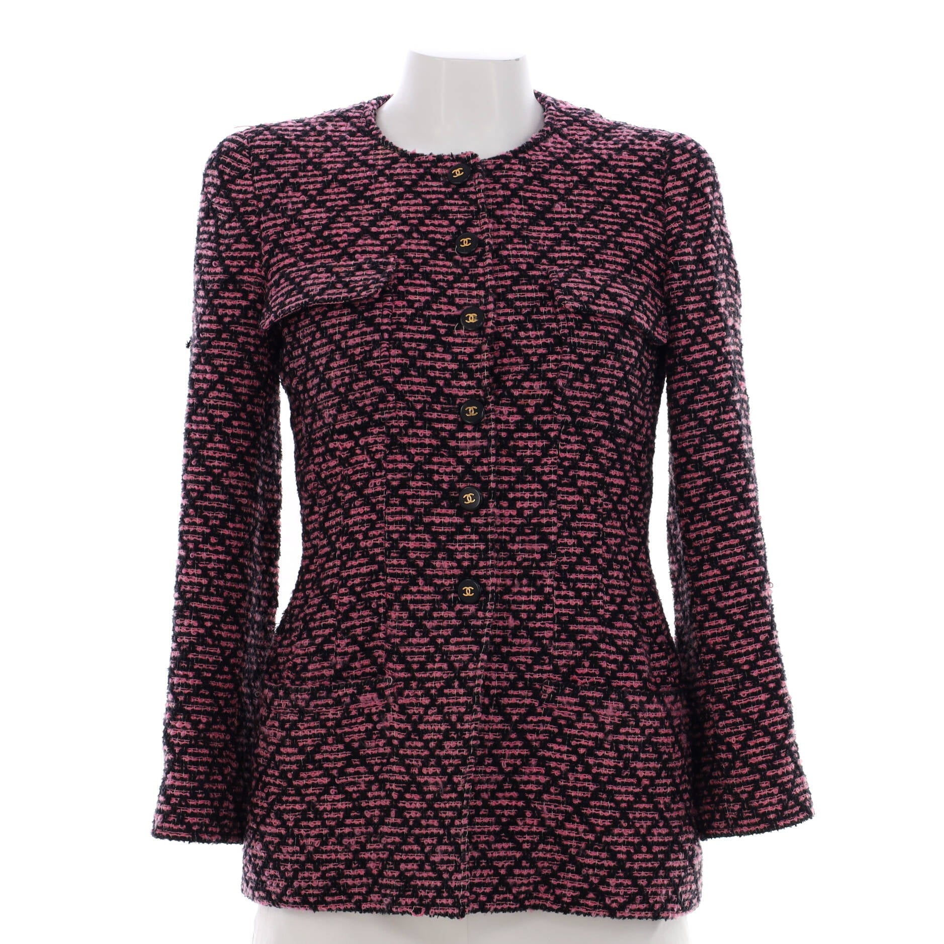 Women's Vintage Collarless Four Pocket Jacket Tweed