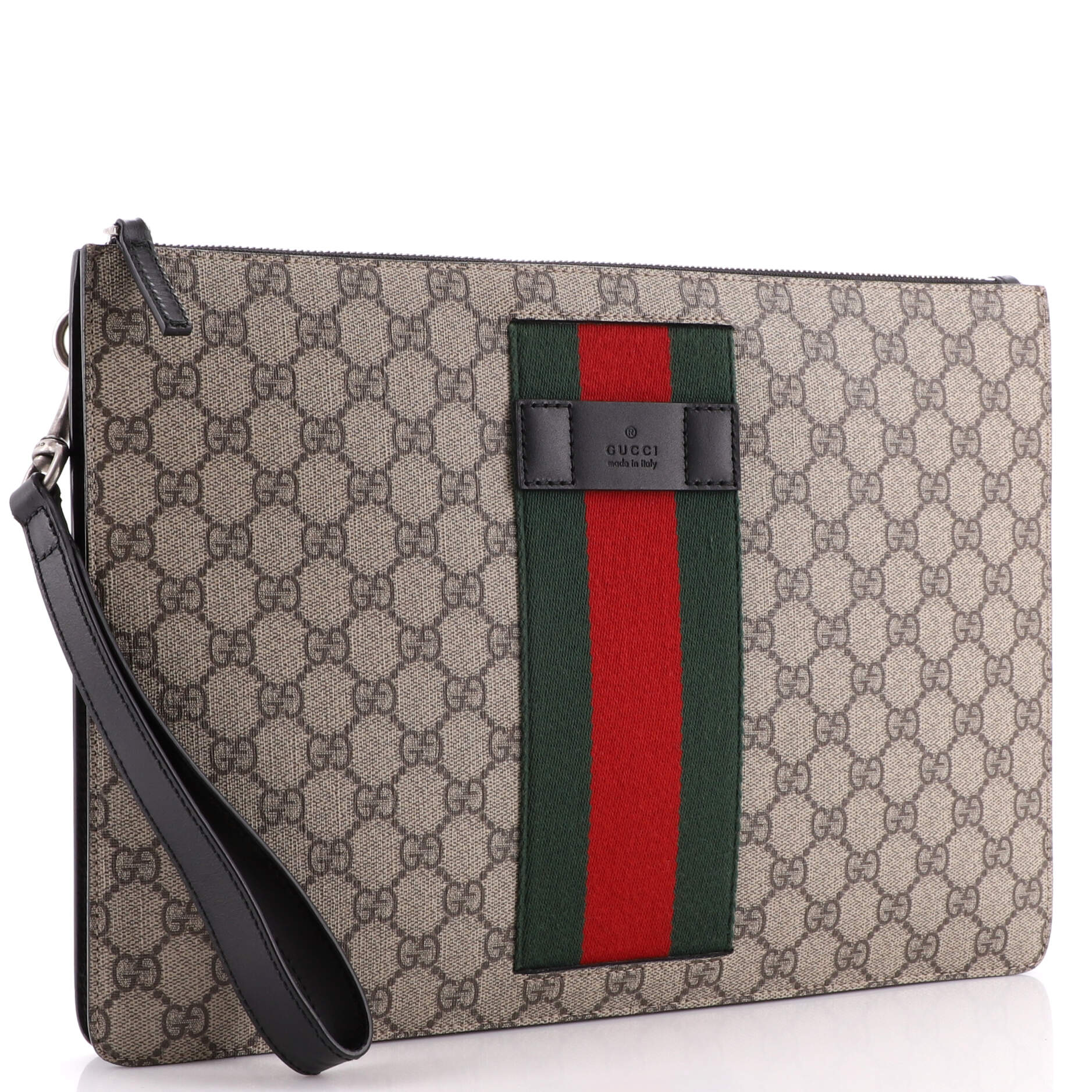 Web Wristlet Clutch GG Coated Canvas