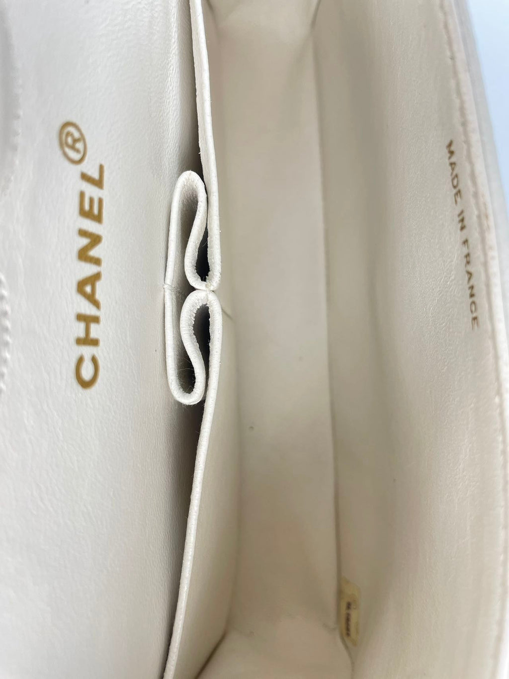 Chanel  Vinateg White Classic Flap Bag  with Gold Hardware