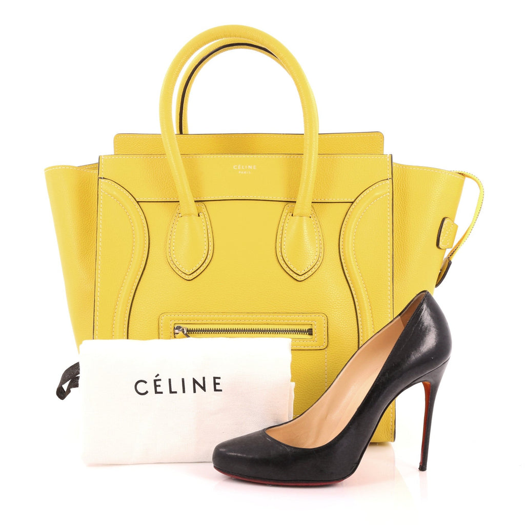Celine Luggage Handbag Grainy Leather Mini
