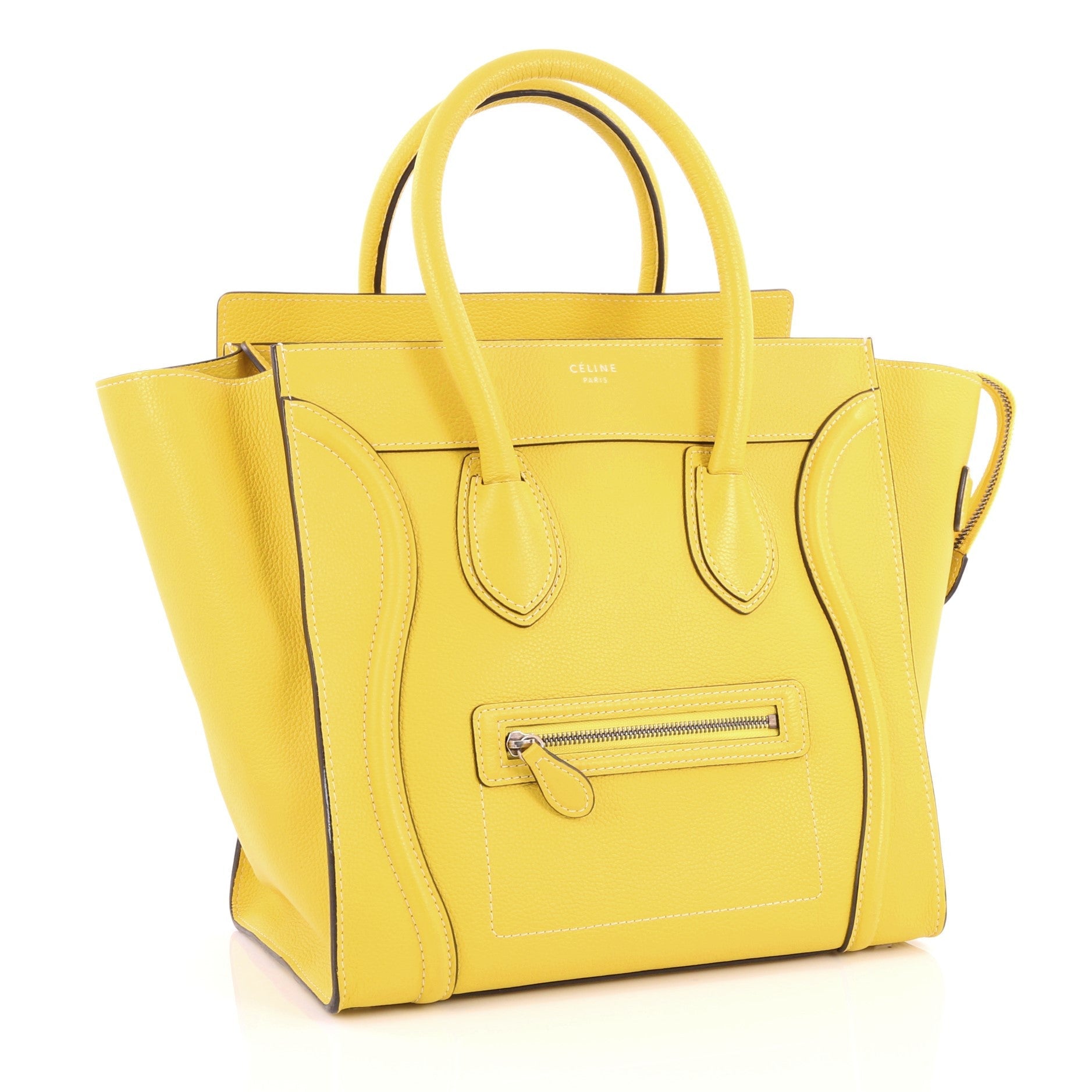 Celine Luggage Handbag Grainy Leather Mini