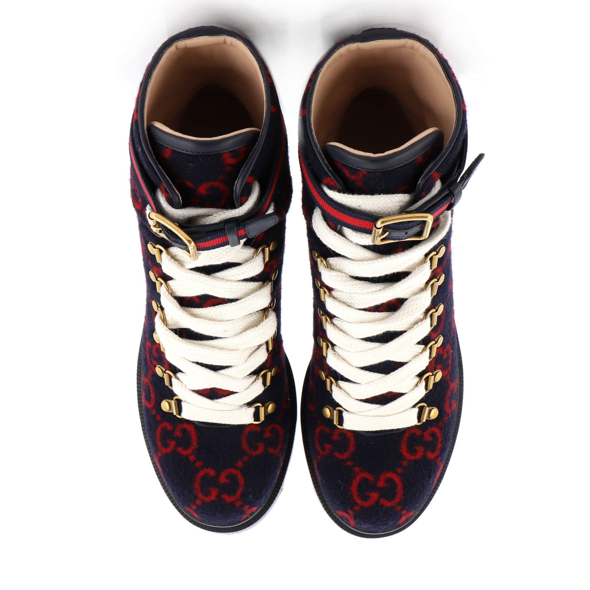 Women's Heeled Lace Up Combat Ankle Boots GG Wool