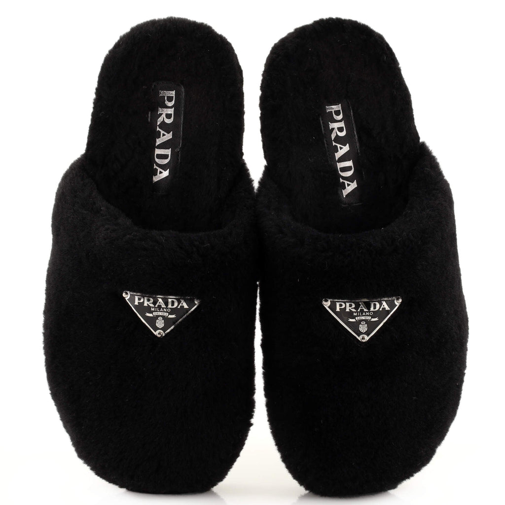 Women's Triangle Logo Mules Fur