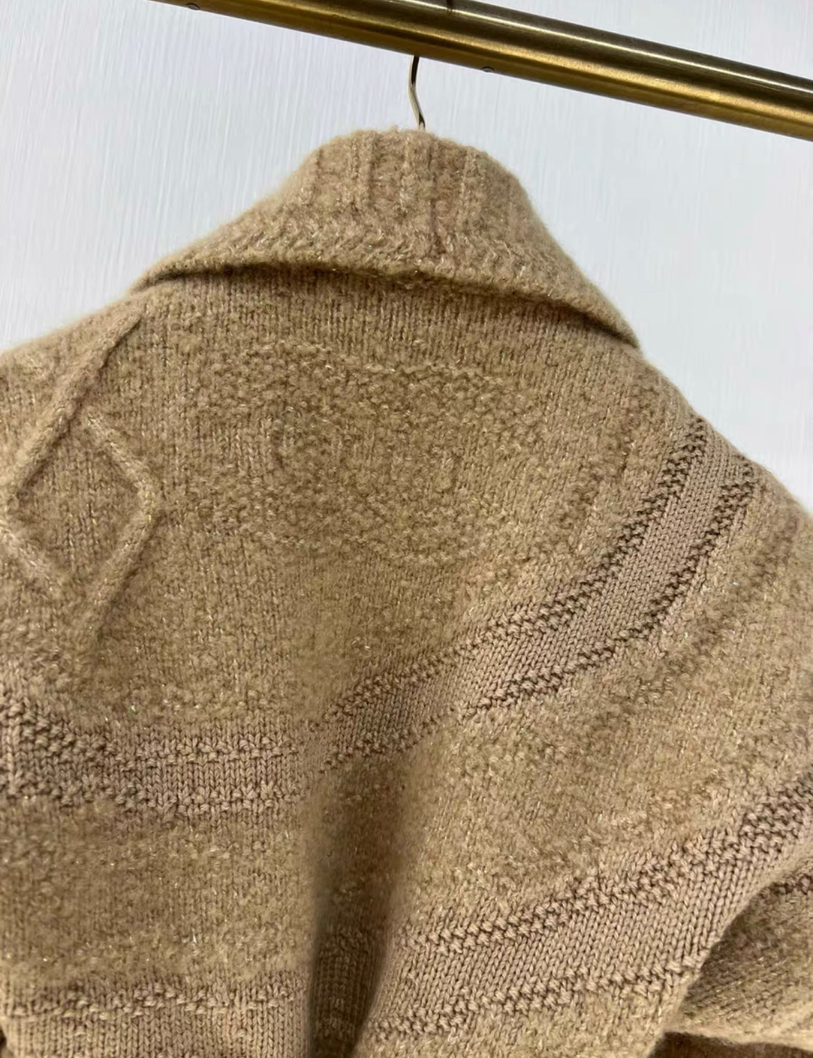 CHANEL 23N coco neige Beige Belted Shawl Collar igan Sweater size 38