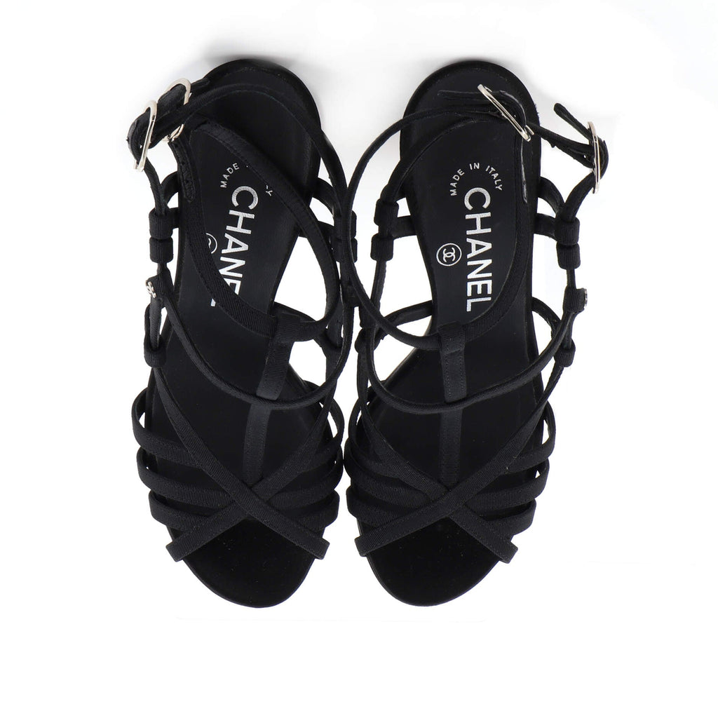 Women's Pearl Heel Strappy Sandals Grosgrain