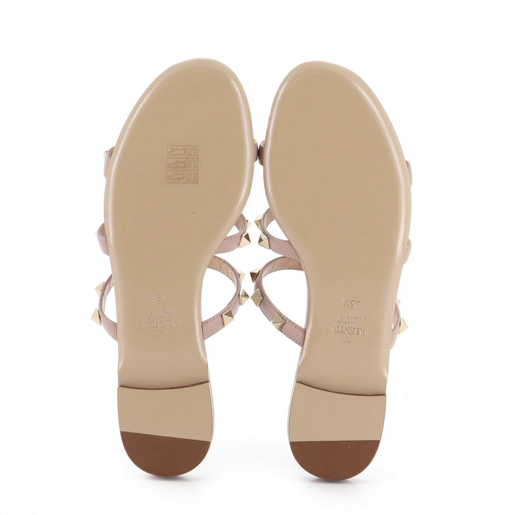 Women's Rockstud Flat Sandals Leather