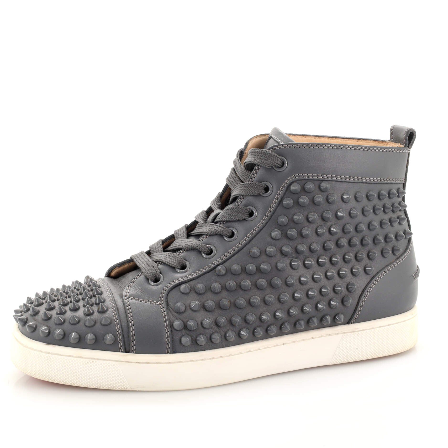 Men's Louis Spikes Flat High-Top Sneakers Studded Leather