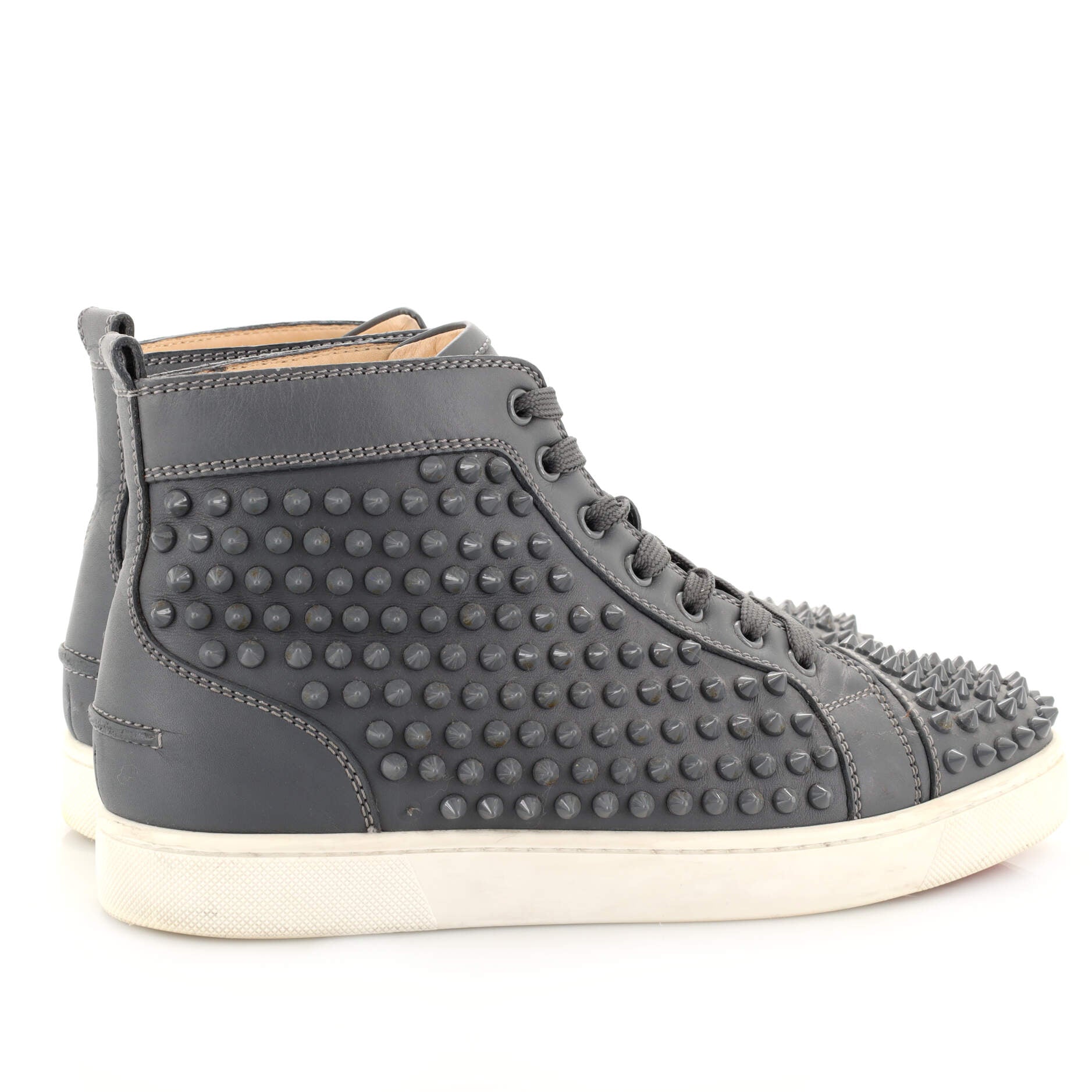 Men's Louis Spikes Flat High-Top Sneakers Studded Leather