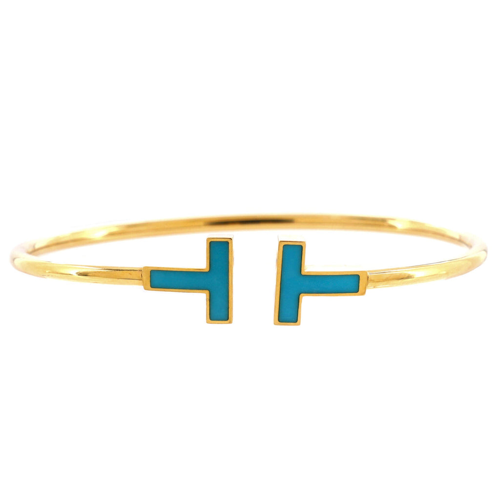 T Wire Bracelet 18K Yellow Gold with Turquoise