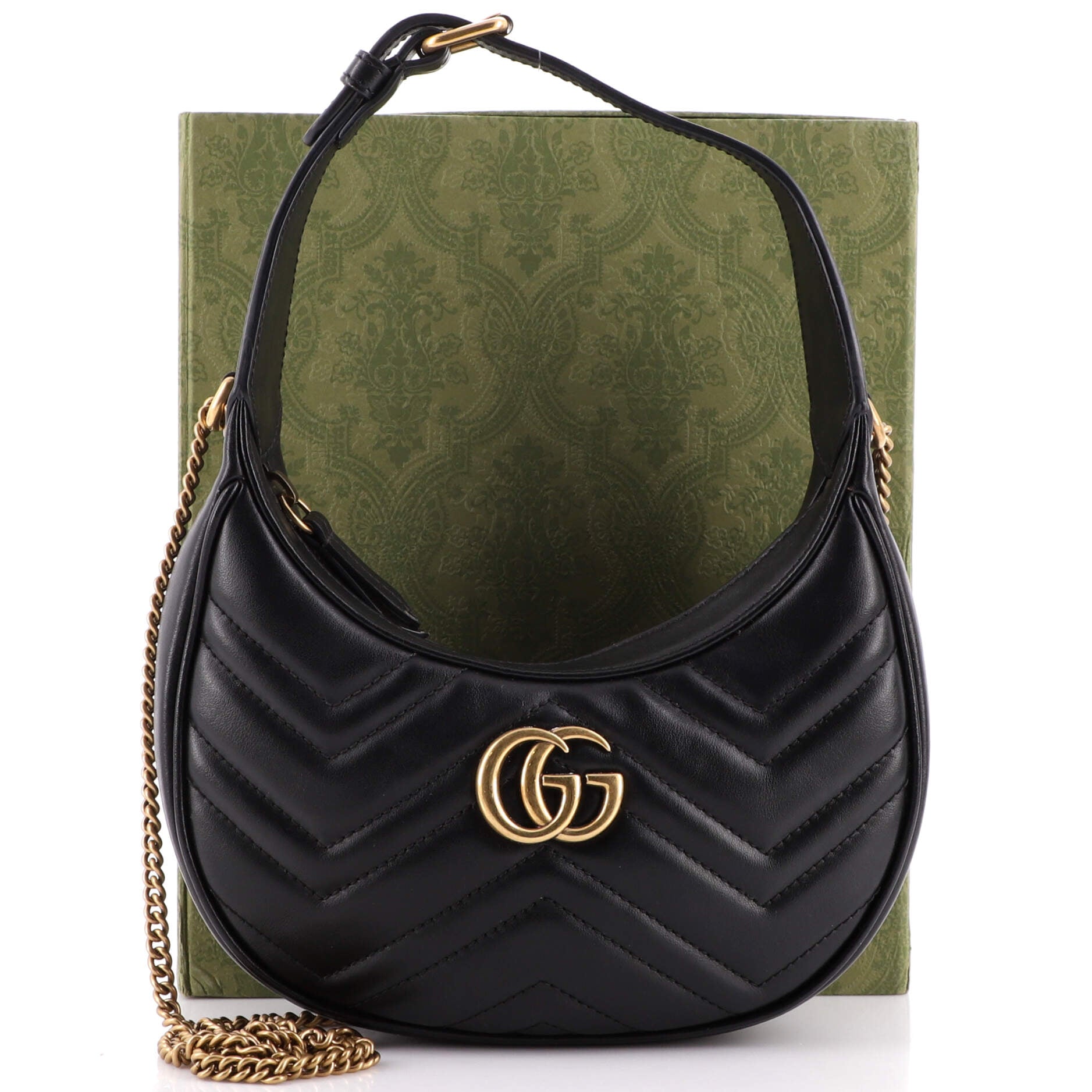 GG Marmont Half Moon Hobo Leather Mini