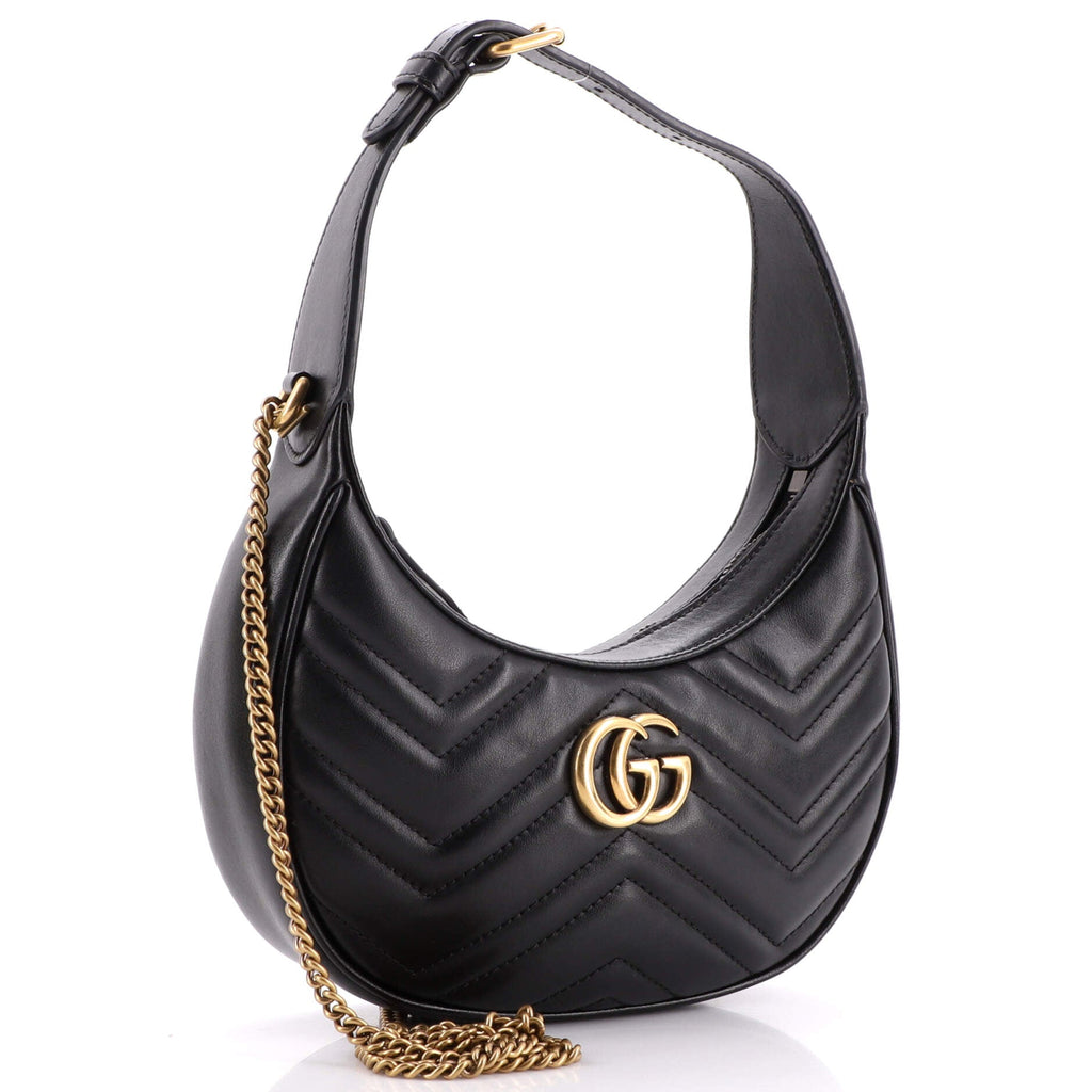 GG Marmont Half Moon Hobo Leather Mini