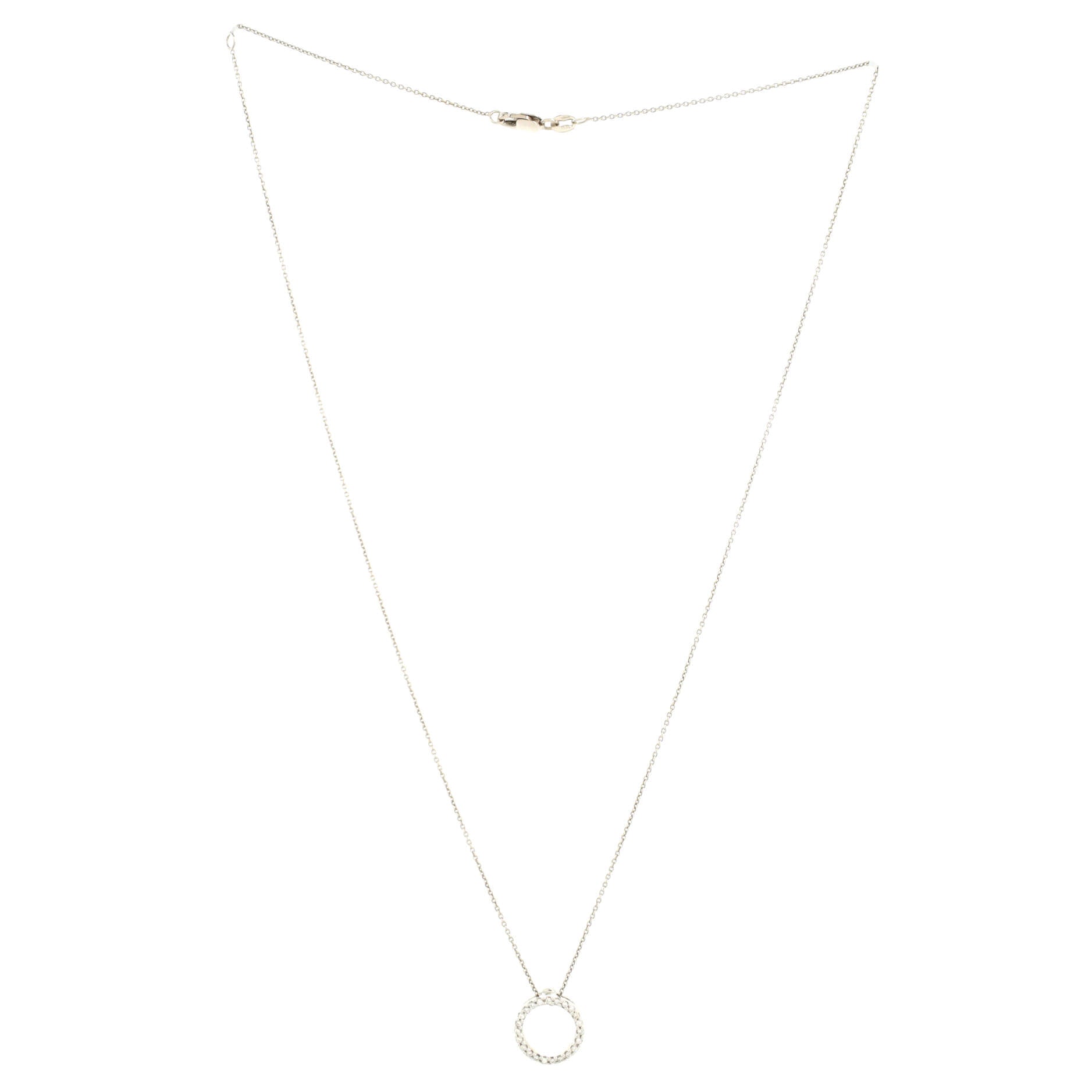 Tiny Treasures Circle Pendant Necklace 18K White Gold with Diamonds