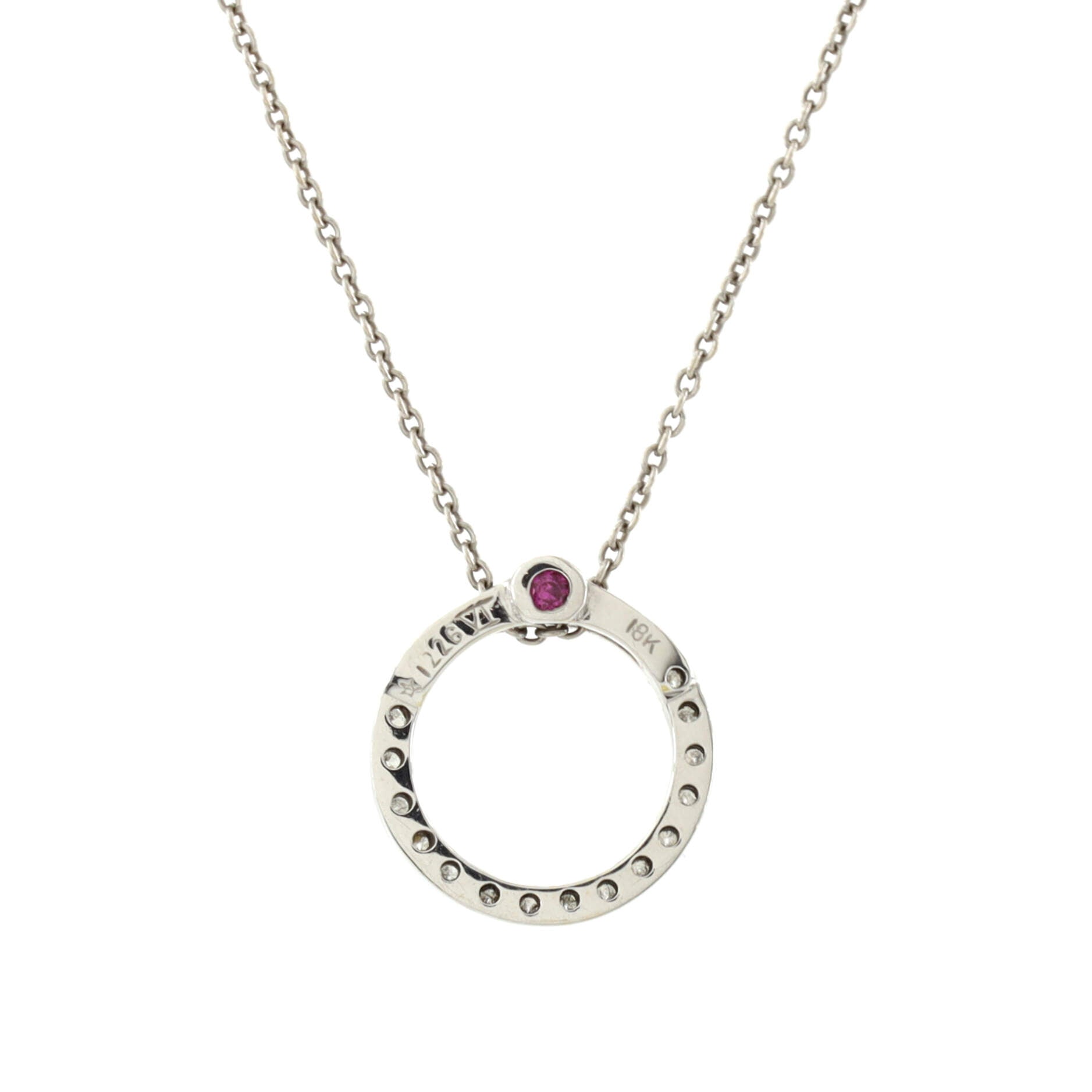 Tiny Treasures Circle Pendant Necklace 18K White Gold with Diamonds